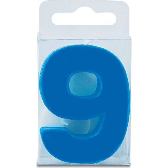 Svíčka ve tvaru číslice 9 - mini, modrá