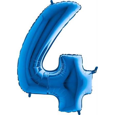 Nafukovací balónek číslo 4 modrý 102cm extra velký