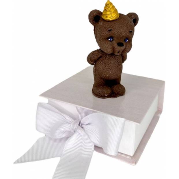 Čokoládový medvídek hnědý stojící 9cm