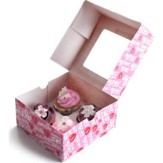 Krabička na cukroví - růžová 2ks 16x16cm