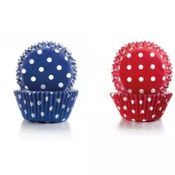 Papírové košíčky puntíkaté fialové, červené 7,5 x 4cm