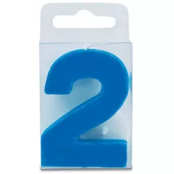 Svíčka ve tvaru číslice 2 - mini, modrá