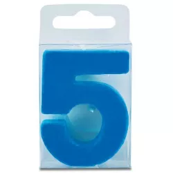 Svíčka ve tvaru číslice 5 - mini, modrá