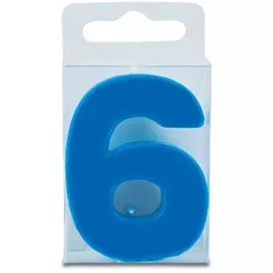 Svíčka ve tvaru číslice 6 - mini, modrá