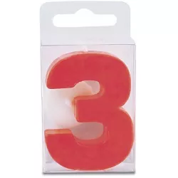 Svíčka ve tvaru číslice 3 - mini, červená