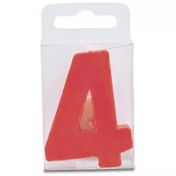 Svíčka ve tvaru číslice 4 - mini, červená