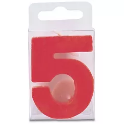 Svíčka ve tvaru číslice 5 - mini, červená