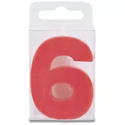 Svíčka ve tvaru číslice 6 - mini, červená
