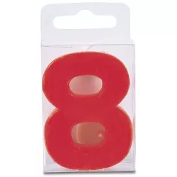 Svíčka ve tvaru číslice 8 - mini, červená