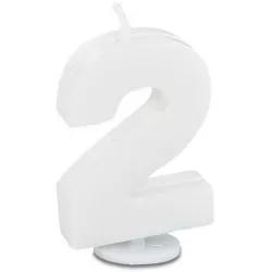 Svíčka ve tvaru číslice 2 - mini, bílá