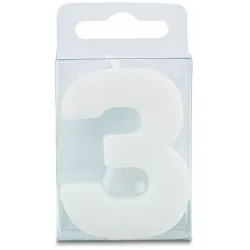 Svíčka ve tvaru číslice 3  - mini, bílá