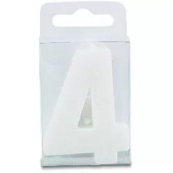 Svíčka ve tvaru číslice 4 - mini, bílá