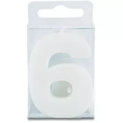 Svíčka ve tvaru číslice 6 - mini, bílá
