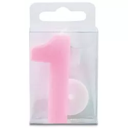 Svíčka ve tvaru číslice 1 - mini, růžová