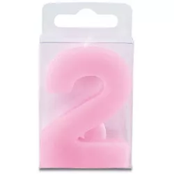 Svíčka ve tvaru číslice 2 - mini, růžová