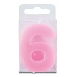 Svíčka ve tvaru číslice 6 - mini, růžová