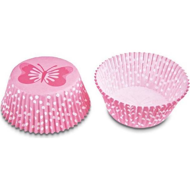 Papírový košíček růžový - motýl mini