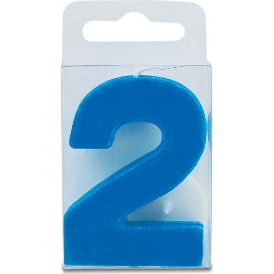 Svíčka ve tvaru číslice 2 - mini, modrá