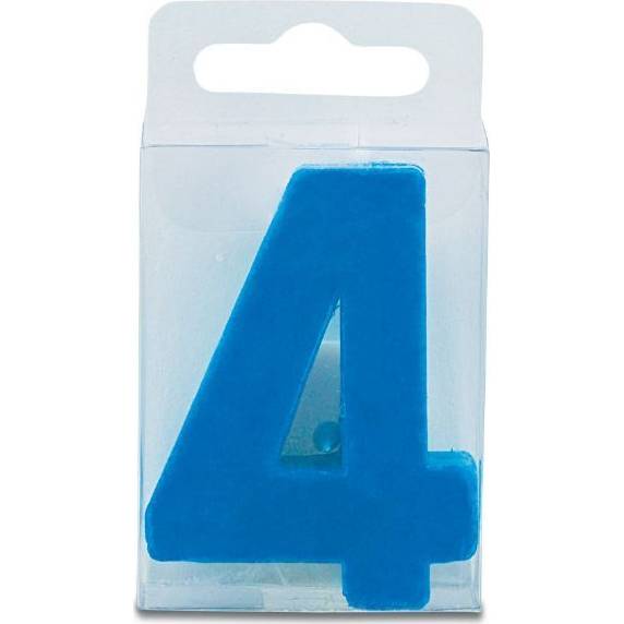Svíčka ve tvaru číslice 4 - mini, modrá