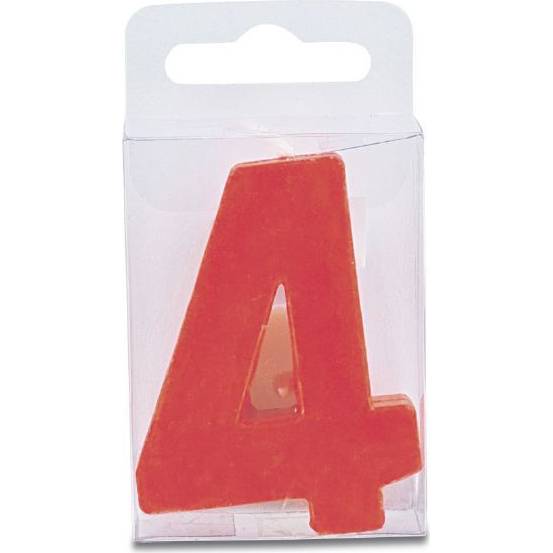 Svíčka ve tvaru číslice 4 - mini, červená