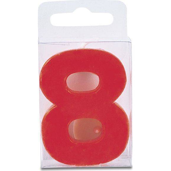 Svíčka ve tvaru číslice 8 - mini, červená