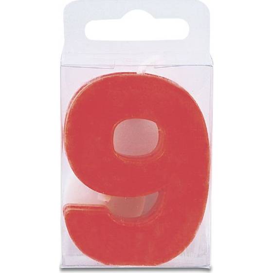 Svíčka ve tvaru číslice 9 - mini, červená
