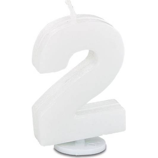 Svíčka ve tvaru číslice 2 - mini, bílá