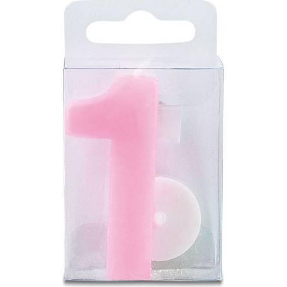 Svíčka ve tvaru číslice 1 - mini, růžová