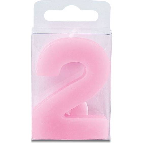 Svíčka ve tvaru číslice 2 - mini, růžová
