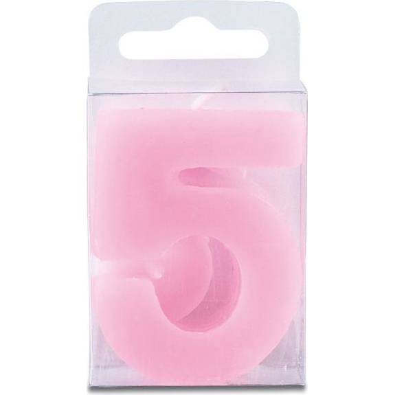 Svíčka ve tvaru číslice 5 - mini, růžová