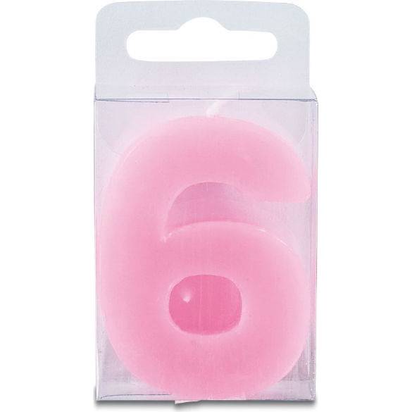 Svíčka ve tvaru číslice 6 - mini, růžová