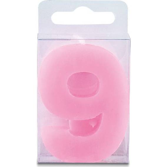 Svíčka ve tvaru číslice 9 - mini, růžová