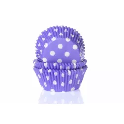 Papírový košíček na muffiny fialový puntíkovaný 50ks