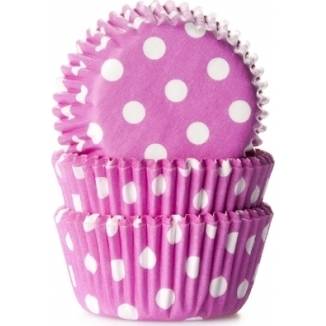 Košíčky na muffiny mini 60ks fialové s bílými puntíky