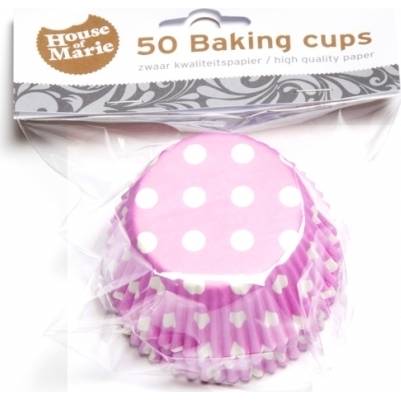 Papírový košíček na muffiny růžový puntíkovaný 50ks