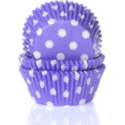 Papírový košíček na muffiny fialový puntíkovaný 50ks