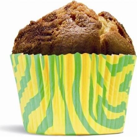 Papírový košíček na muffiny tyfrovaný zeleno žlutý