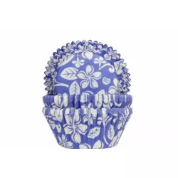 Košíček na muffiny Aloha květiny modrý 50ks
