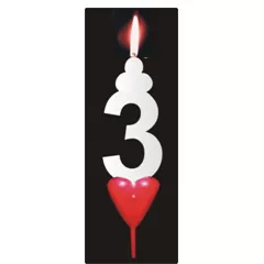 Dortová svíčka se srdíčkem číslice 3