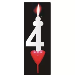 Dortová svíčka se srdíčkem číslice 4