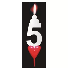 Dortová svíčka se srdíčkem číslice 5