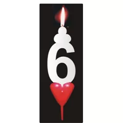 Dortová svíčka se srdíčkem číslice 6