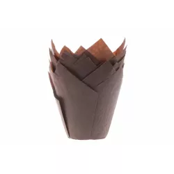 Hnědé papírové košíčky na muffiny tulipán 200ks