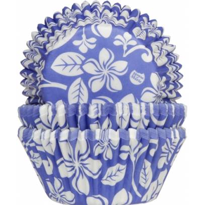 Košíček na muffiny Aloha květiny modrý 50ks