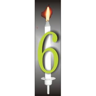 Dortová svíčka reflexní číslo 6