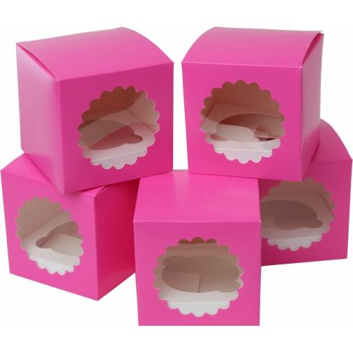 Papírový box na cupcake růžový 5ks