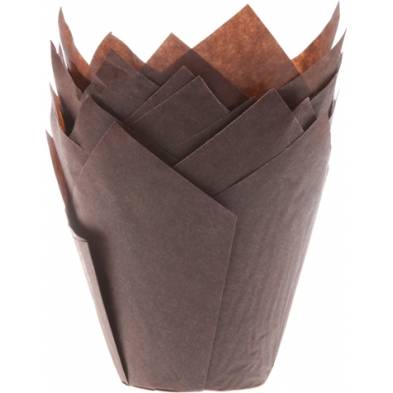 Hnědé papírové košíčky na muffiny tulipán 200ks
