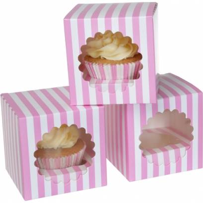 Papírový box pruhovaný na cupcake 3ks