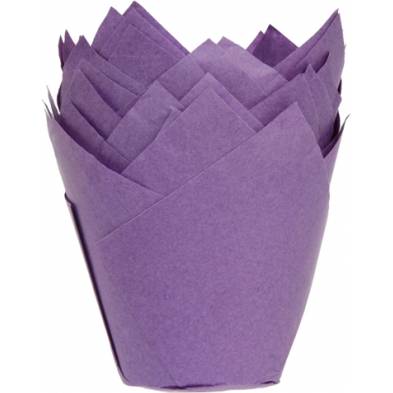 Fialové papírové košíčky na muffiny tulipán 200ks