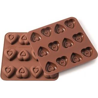 Silikonová forma na čokoládu – srdíčka s reliéfem srdcí